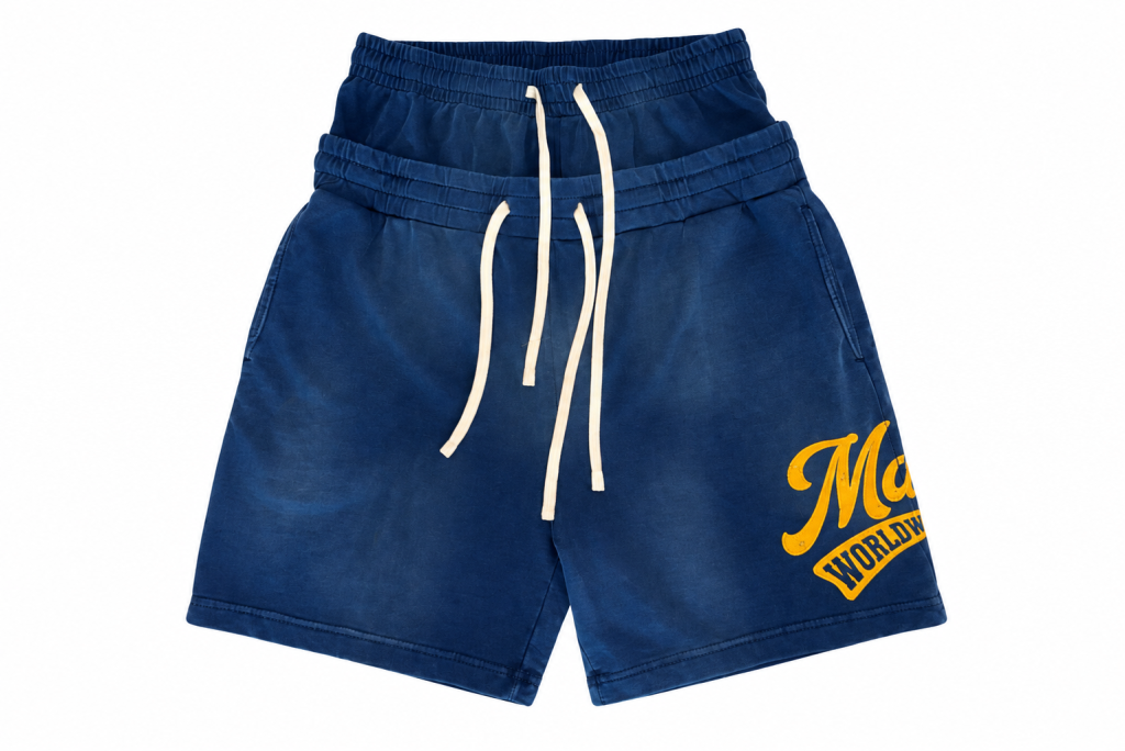 MADRÉ DOUBLE BAND SHORTS NAVY/YELLOW