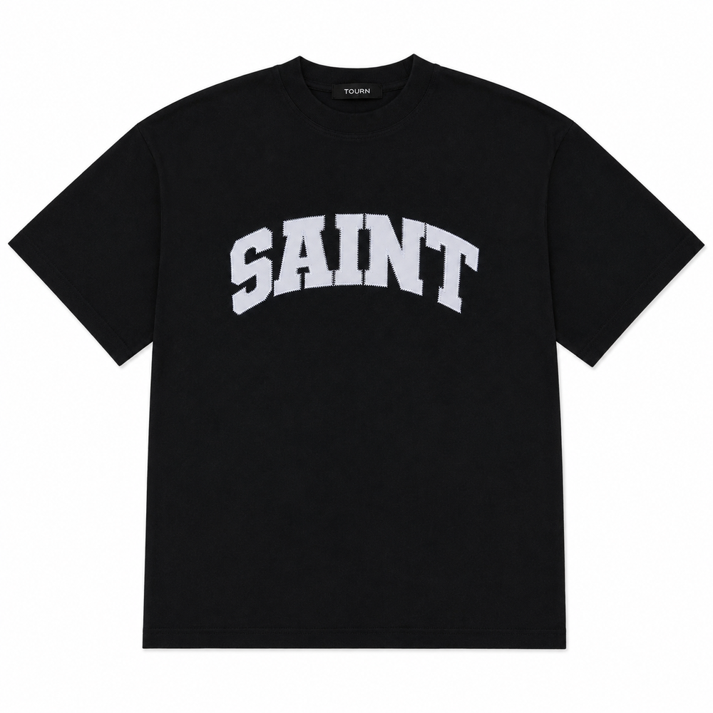 Saint Heavyweight Tee Black/WHT Patch