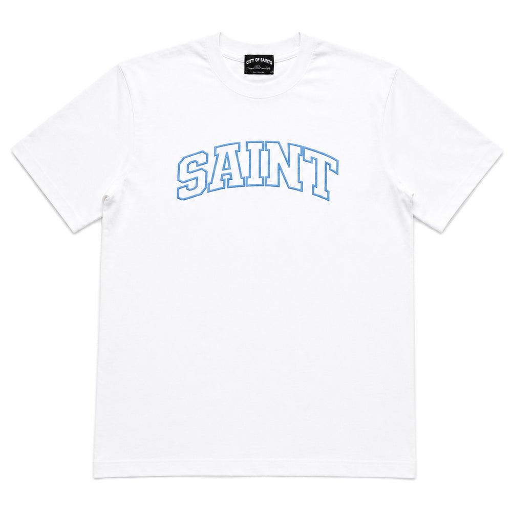 Saint Heavyweight Tee White/BLU OUTLINE