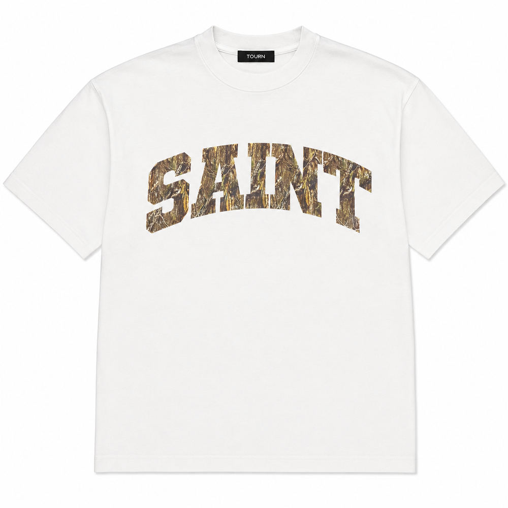 Saint Heavyweight Realtree Camo Print White Tee